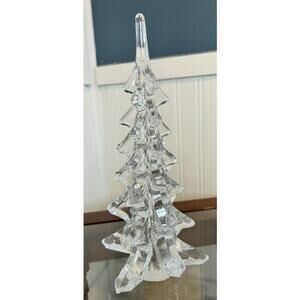 Vintage Clear Glass Christmas Tree Decor | 9.5” Holiday Tabletop Tree